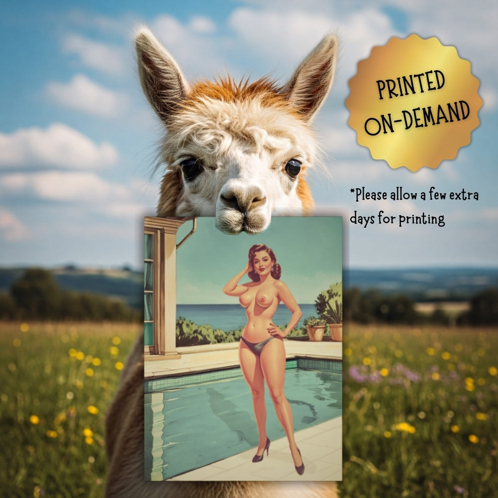 Vintage Poolside Pin-Up Poster - Retro Mid-Century Glamour Wall Art