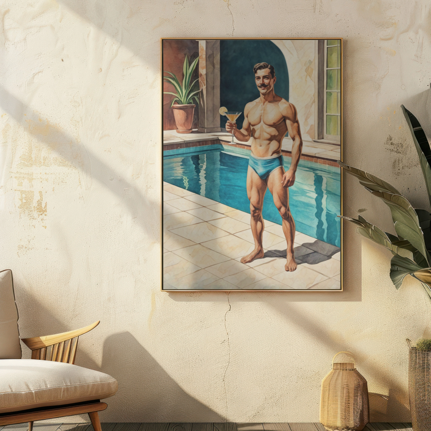 I'm Your Zaddy | Mid-Century Studmuffin | Vintage Hunk with Mustache Poster | Retro Male Pin-Up Art