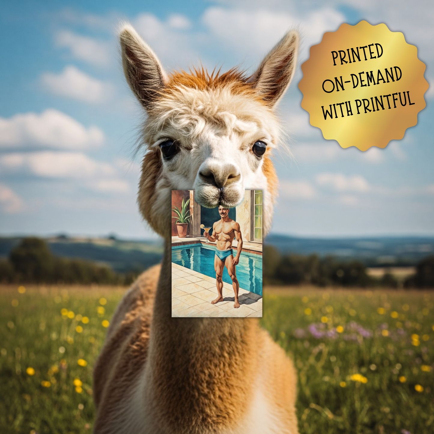 I'm Your Zaddy | Mid-Century Studmuffin | Vintage Hunk with Mustache Poster | Retro Male Pin-Up Art