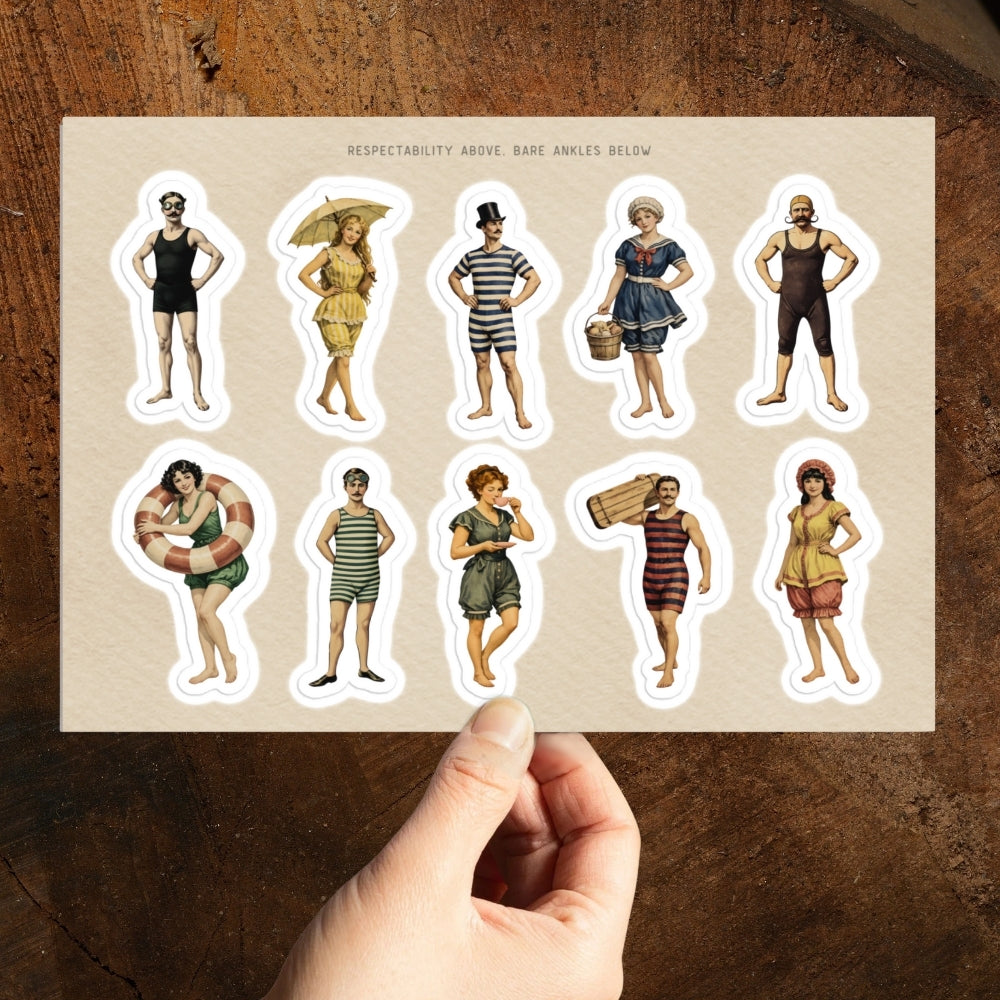 Victorian Pin-Up Sticker Sheet - Vintage Swimmers