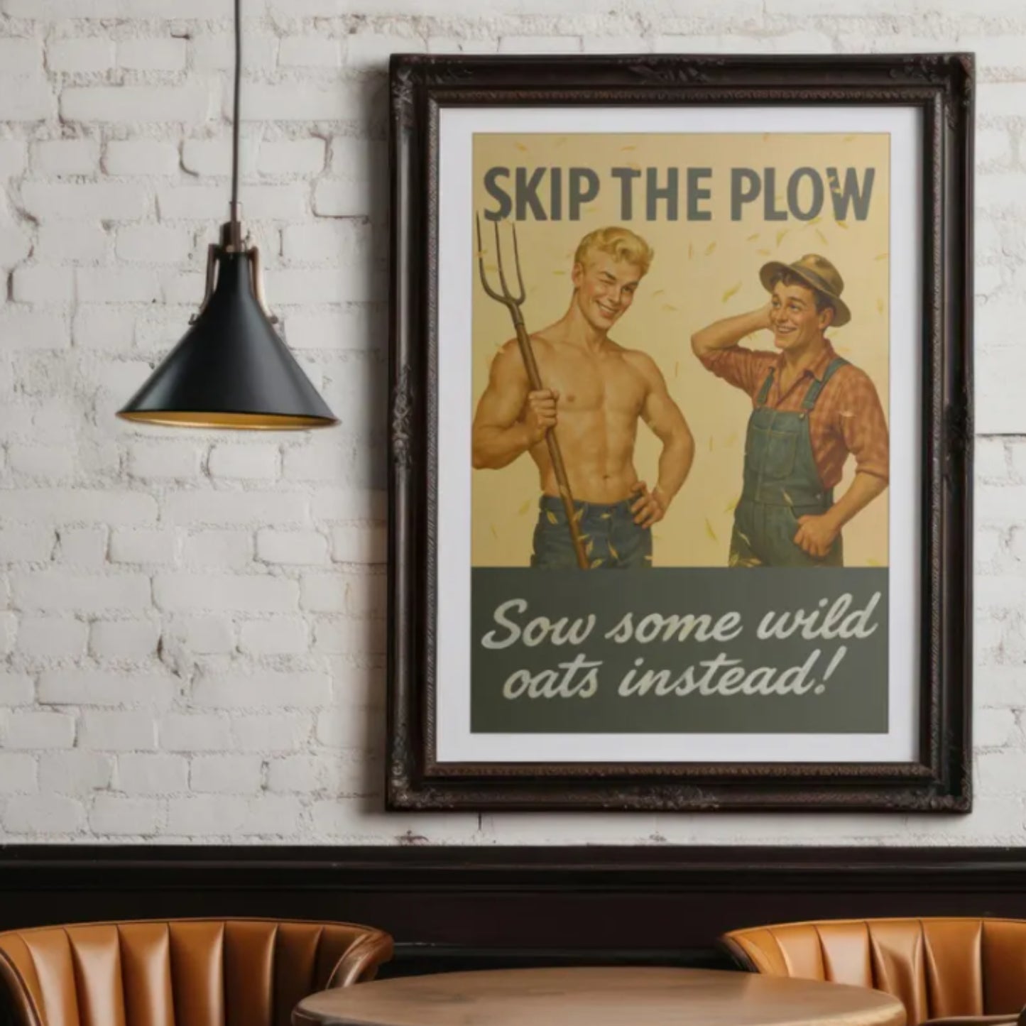 Skip the Plow - Vintage Style Pin-Up Poster | Retro Farm Humor Wall Art