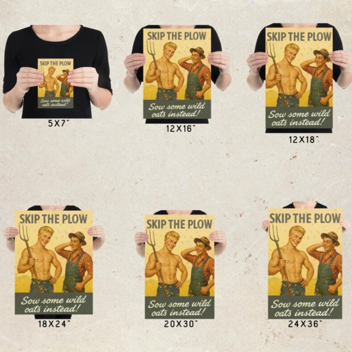 Skip the Plow - Vintage Style Pin-Up Poster | Retro Farm Humor Wall Art