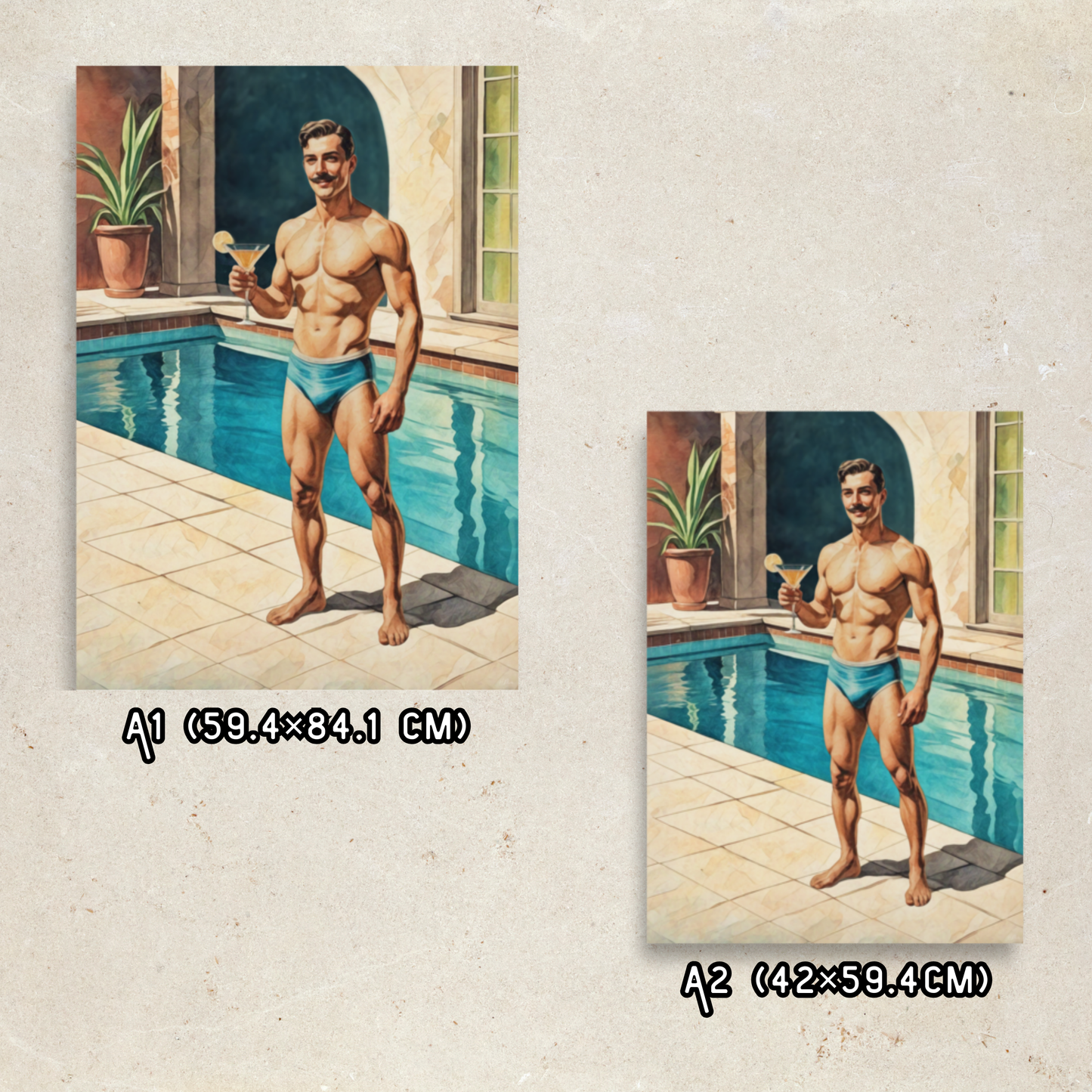 I'm Your Zaddy | Mid-Century Studmuffin | Vintage Hunk with Mustache Poster | Retro Male Pin-Up Art