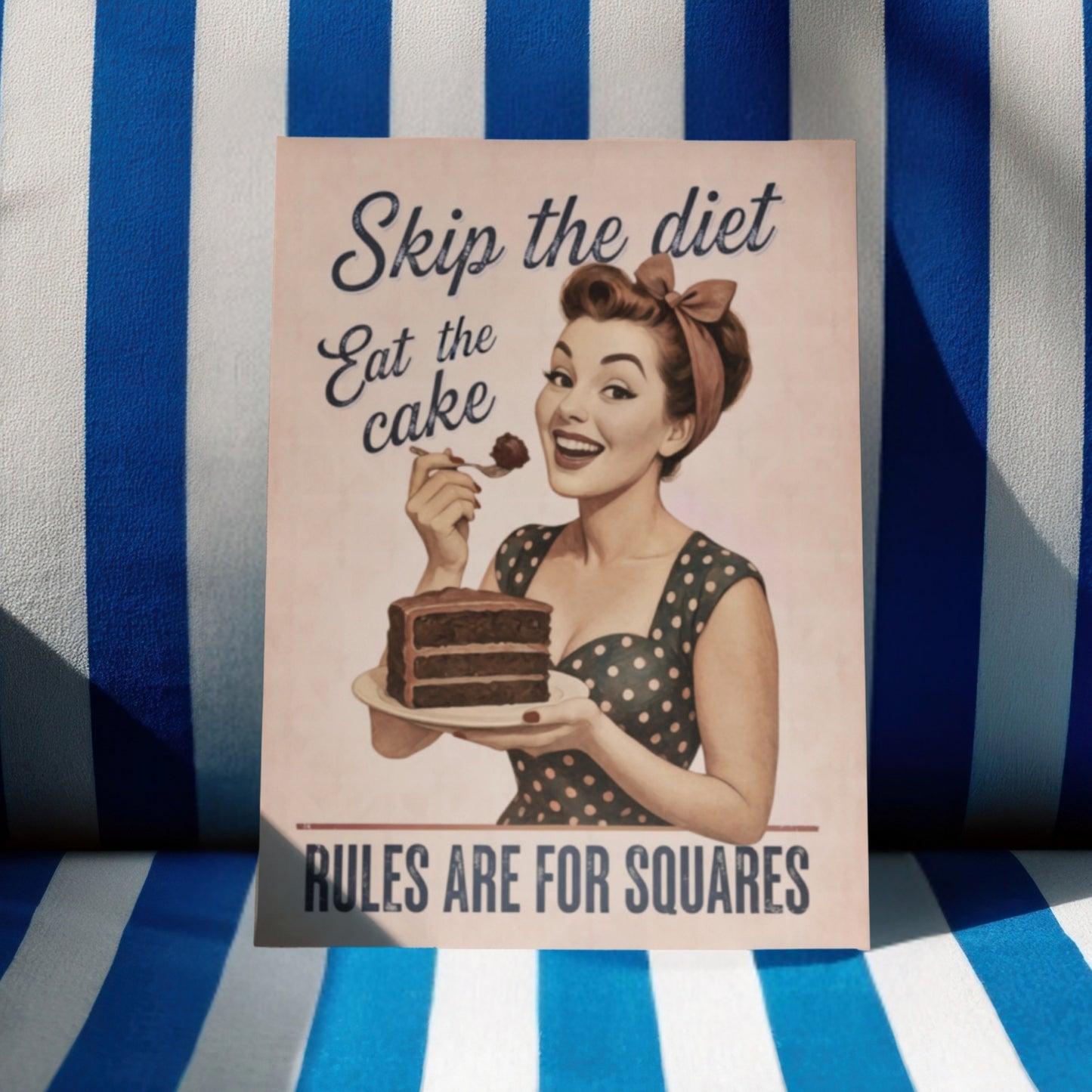 Skip the Diet, Eat the Cake - Vintage Pin-Up Poster | Retro Kitchen Wall Art