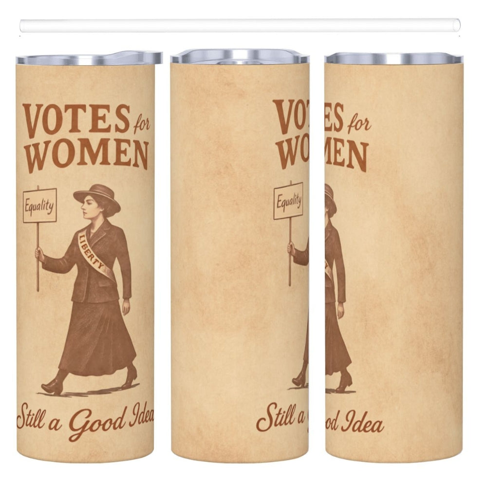 Votes for Women Tumbler - Vintage Suffrage Art Stainless Steel Hot/Cold Cup (20oz)