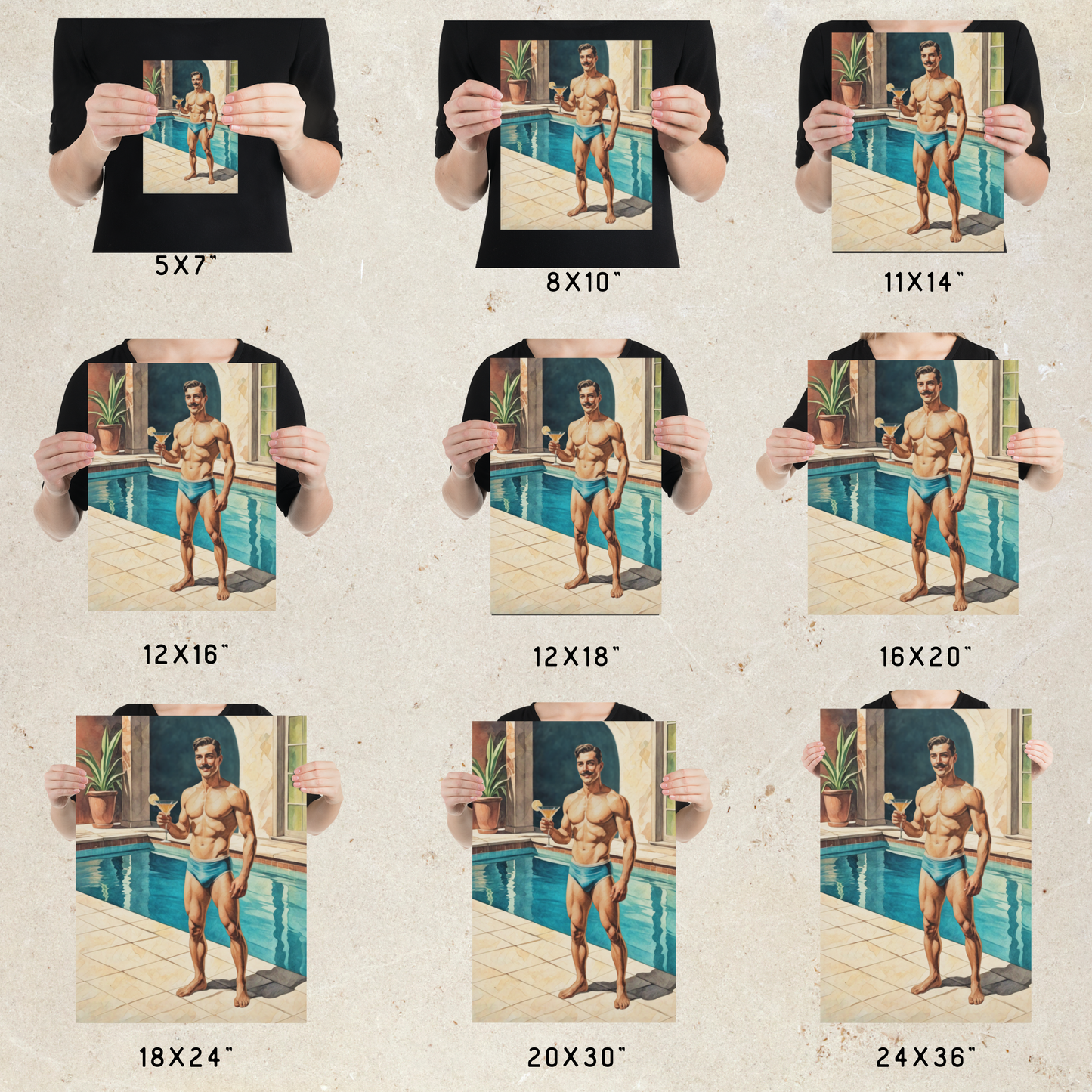 I'm Your Zaddy | Mid-Century Studmuffin | Vintage Hunk with Mustache Poster | Retro Male Pin-Up Art