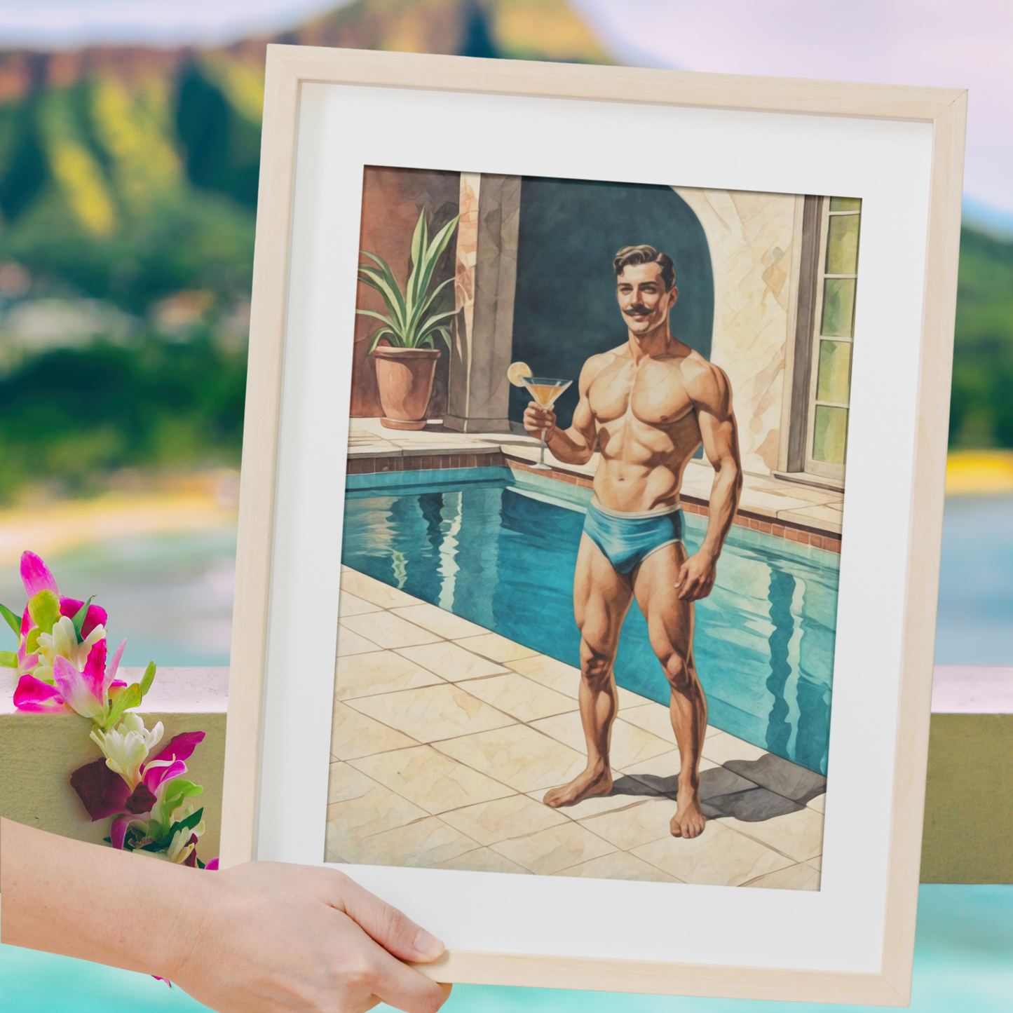 I'm Your Zaddy | Mid-Century Studmuffin | Vintage Hunk with Mustache Poster | Retro Male Pin-Up Art