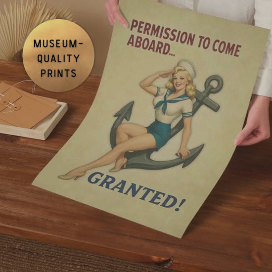 video of pinup poster with navy girl